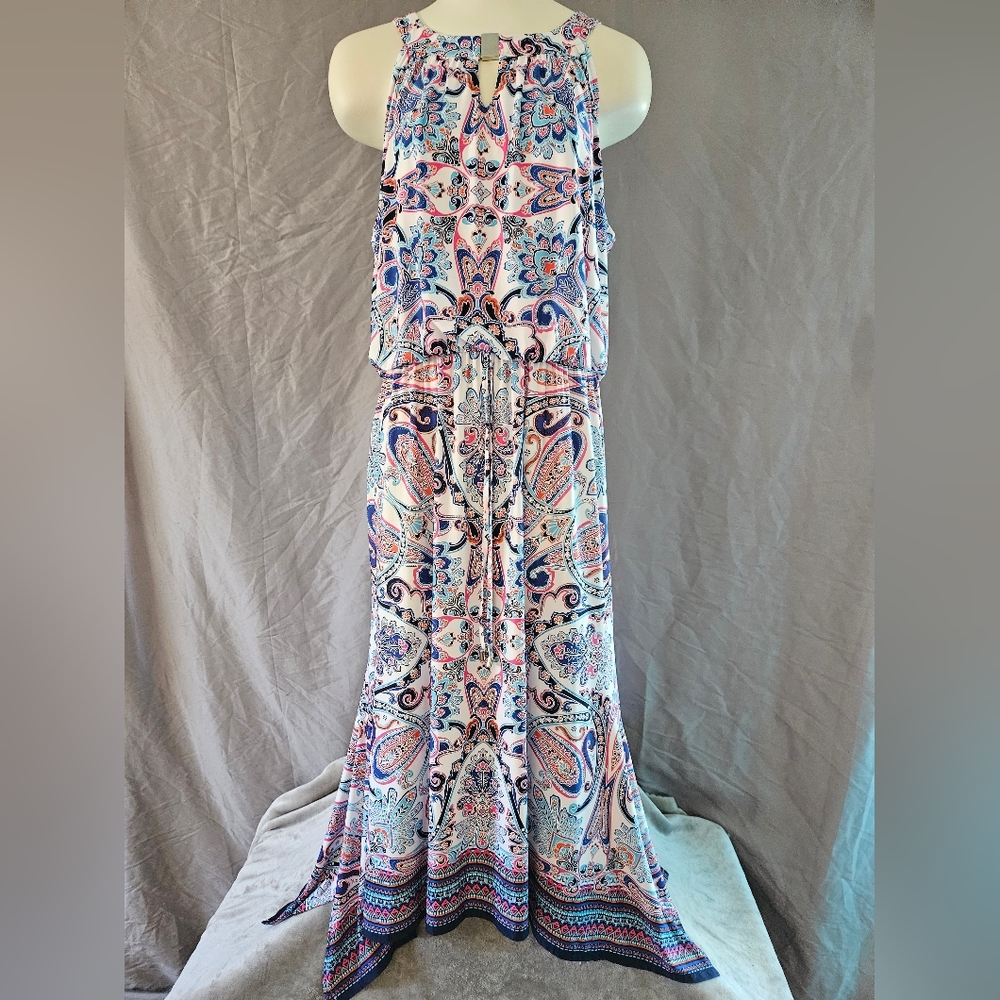 Ruby Rd. Cinched Sleeveless Paisley Dress